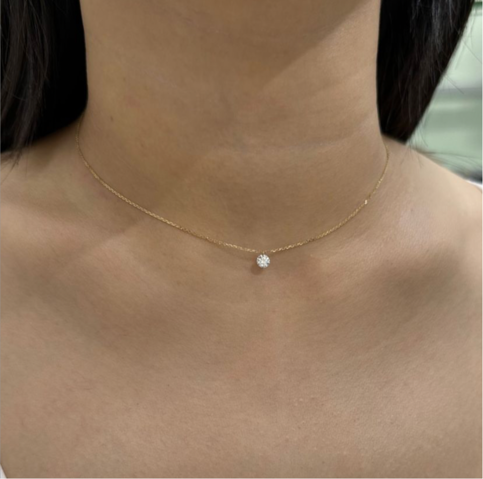 Lab diamond round 0.35ct floating necklace
