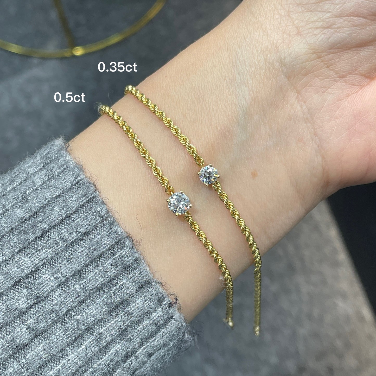 Lab diamond Round 0.5ct twist rope chain bracelet