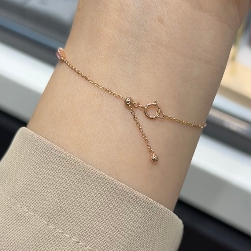 Lab pink diamond round 0.5ct half tennis bracelet
