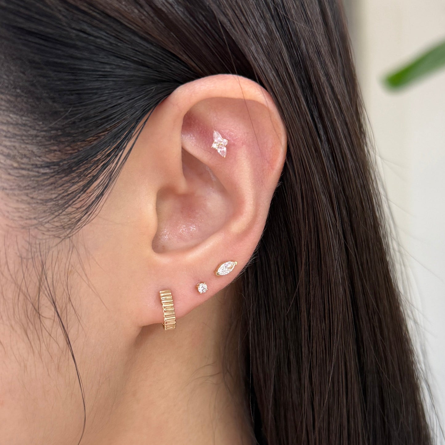 Lab diamond Marquiae shape 0.15ct stud earring - each