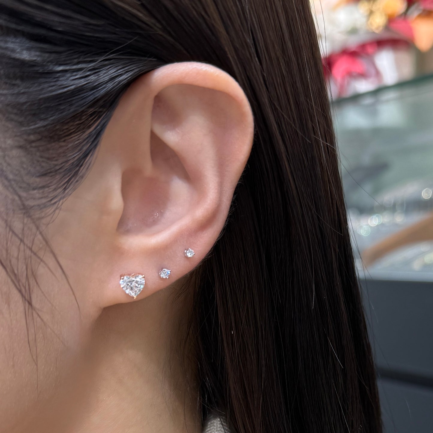 Lab diamond Heart shape 1.3ct stud earrings-pair