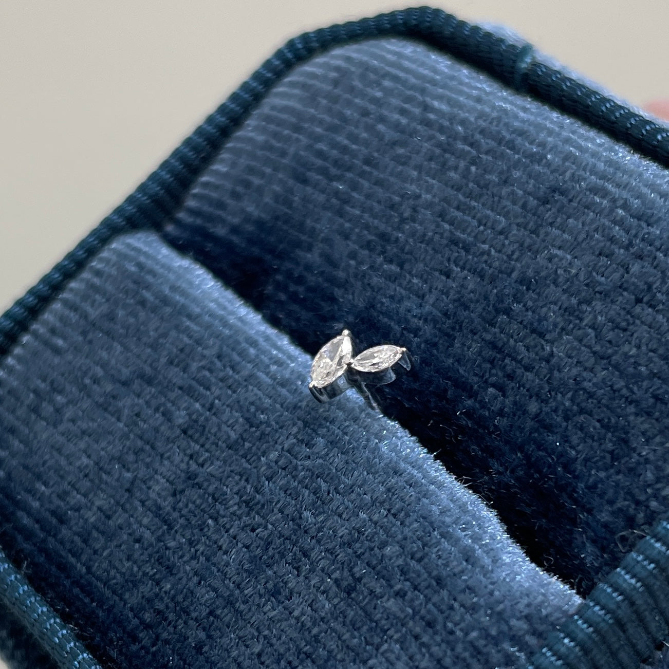 Lab diamond marquise baby fallen leaves stud earring-each