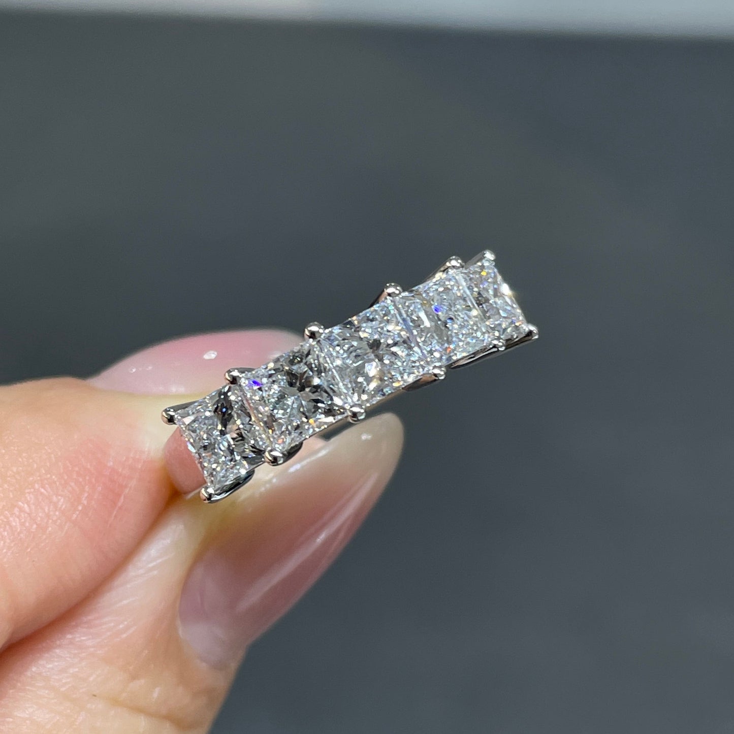 Lab Diamond princess cut 2.5ct half eternity ring