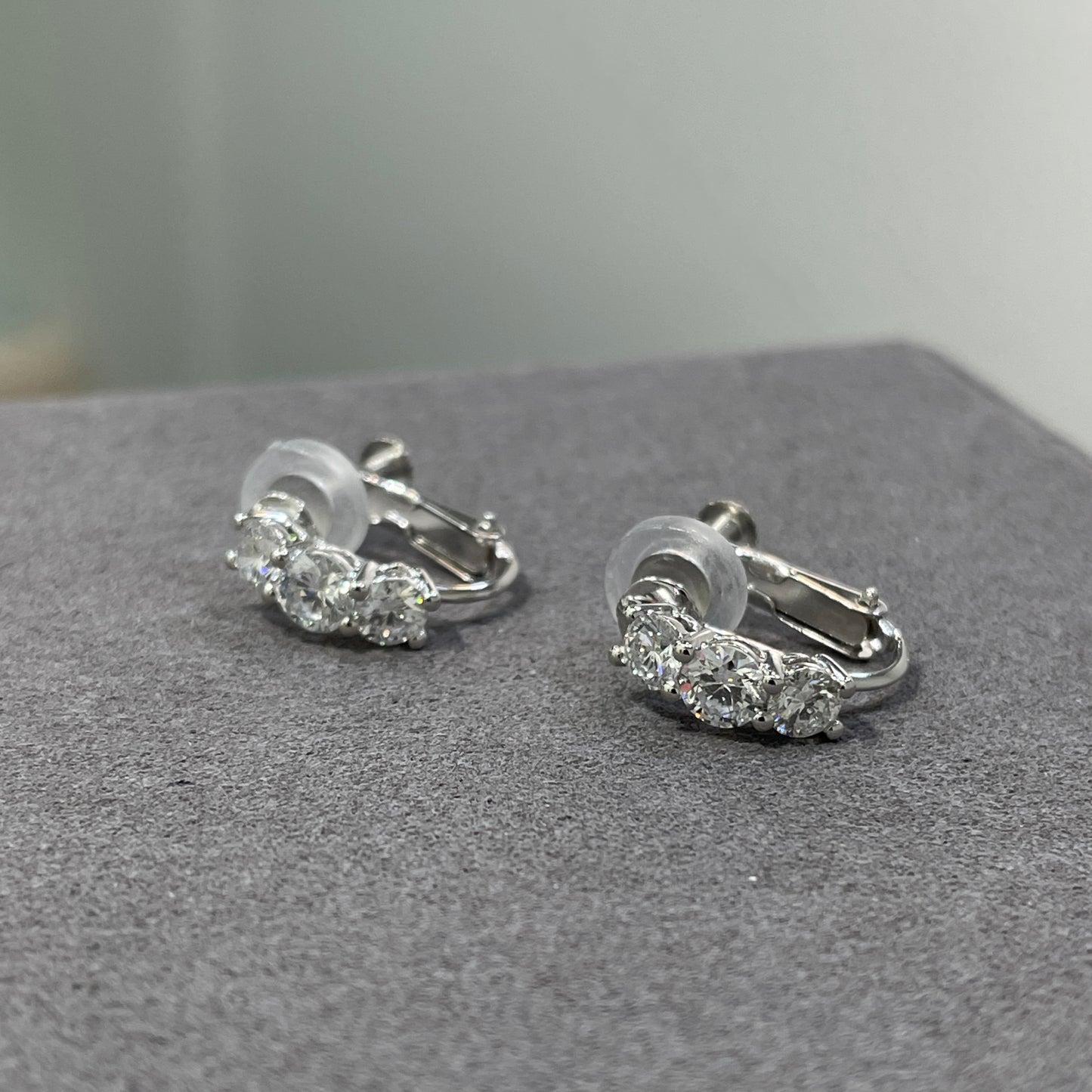 Lab Lab Diamond round trio 1ct clip-on 10mm hoop earrings-pair