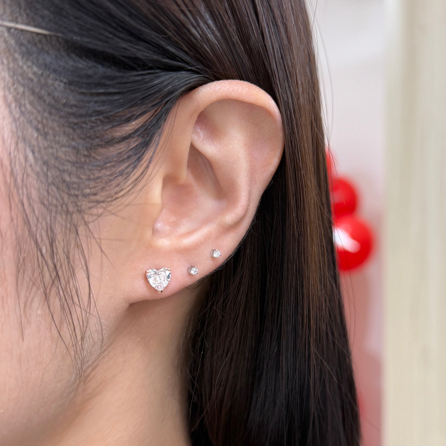 Lab diamond Heart shape 1.4ct stud earrings-pair