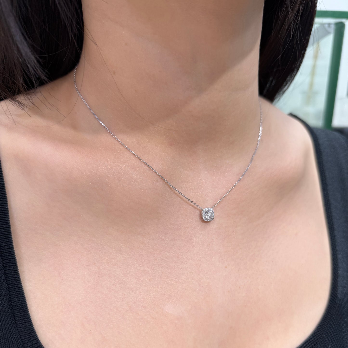Lab diamond Round 0.6ct cushion shape halo necklace