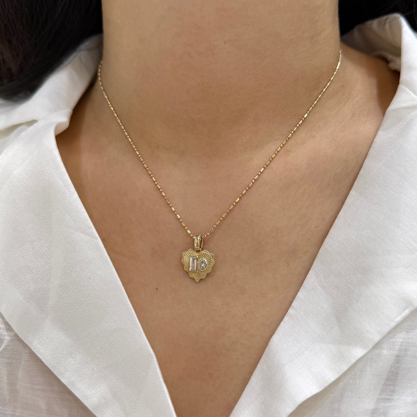 9K Lab diamond toi et moi open clip pendant