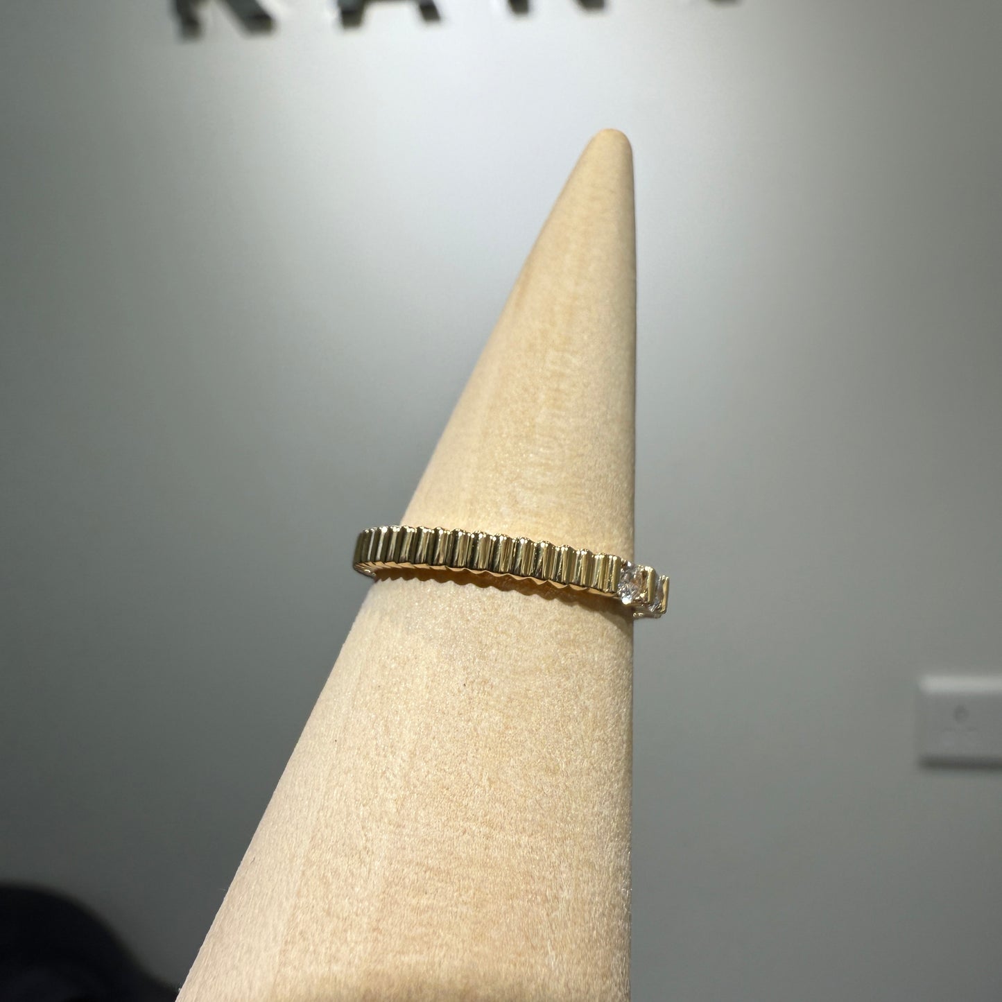 Lab diamond round 0.5ct bar setting half eternity vertical line ring