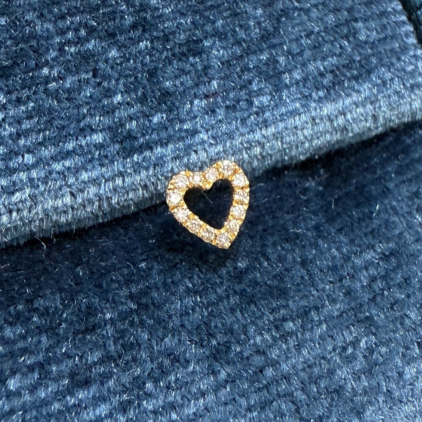 Lab diamond open heart stud earring-each