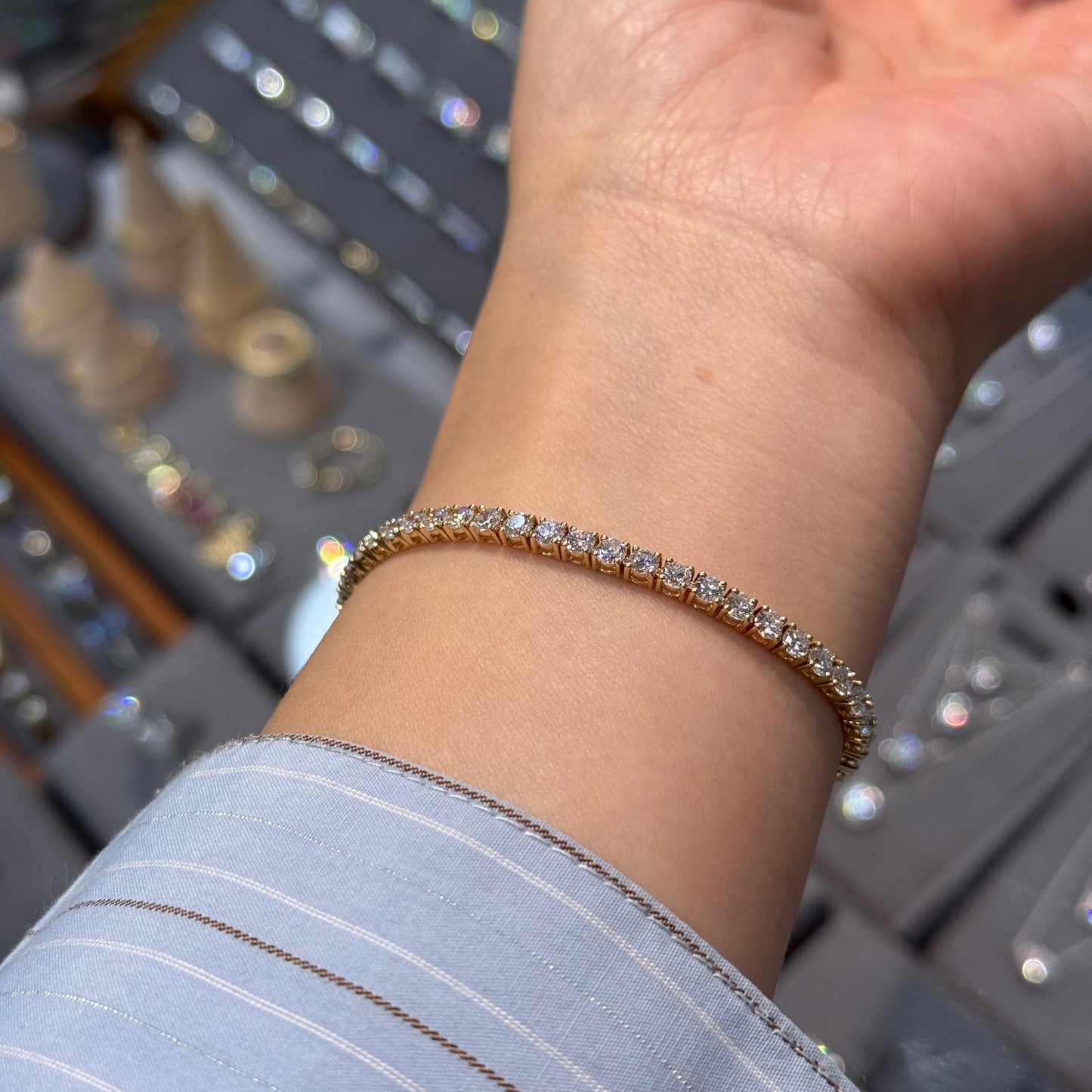 14k Lab diamond round 5ct Tennis bracelet