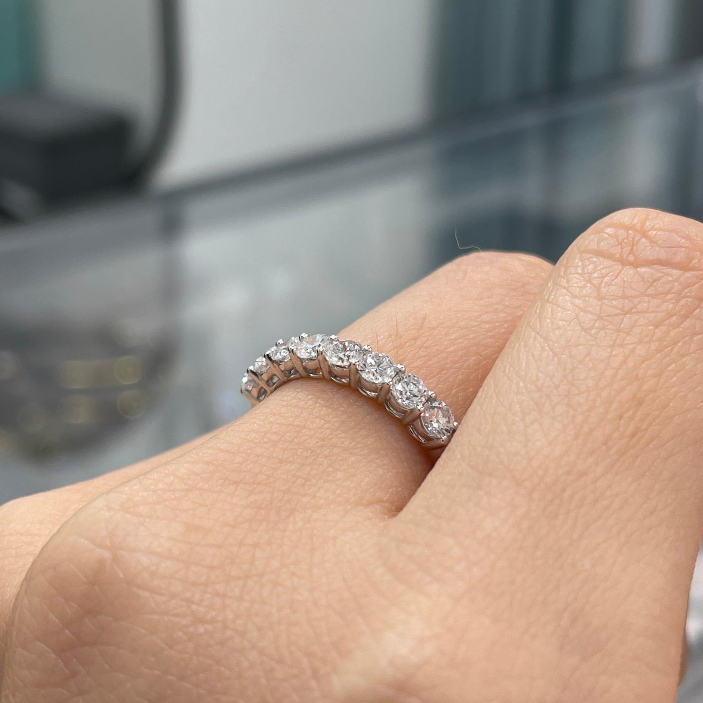 Lab diamond round 0.8ct half eternity ring