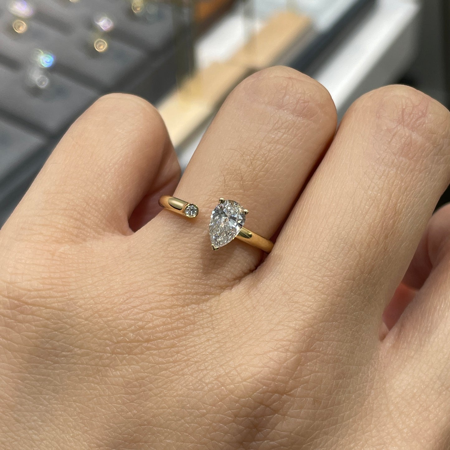 Lab Diamond Pear 0.6ct open ring