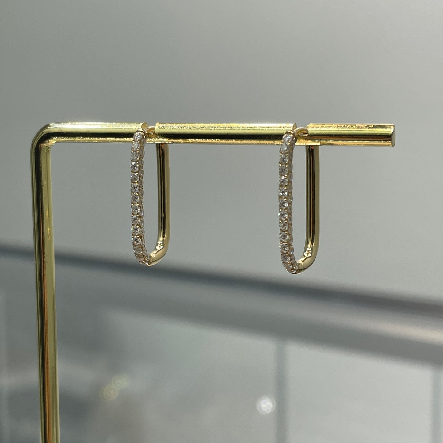 Lab diamond round 0.7ct Luxe link hoop earrings -pair