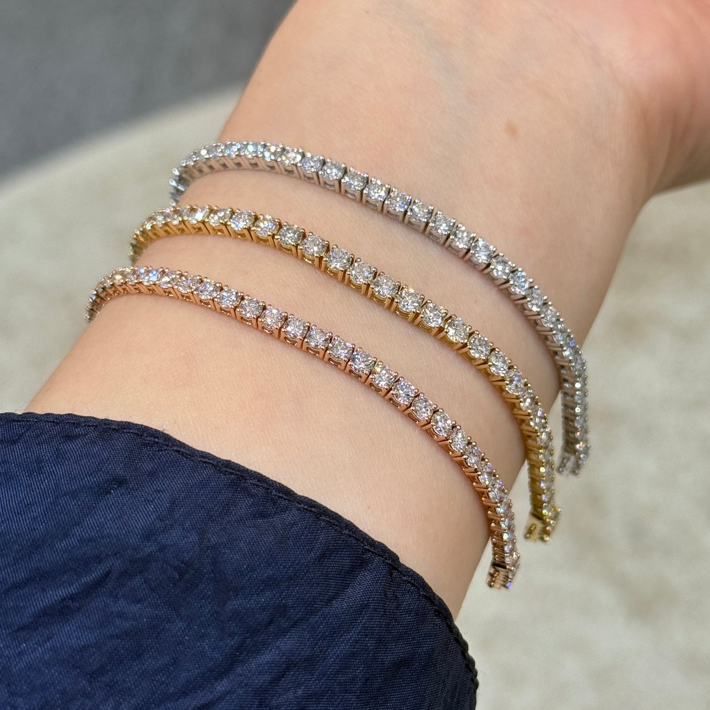 Lab diamond round 5ct classic four-prong tennis bracelet