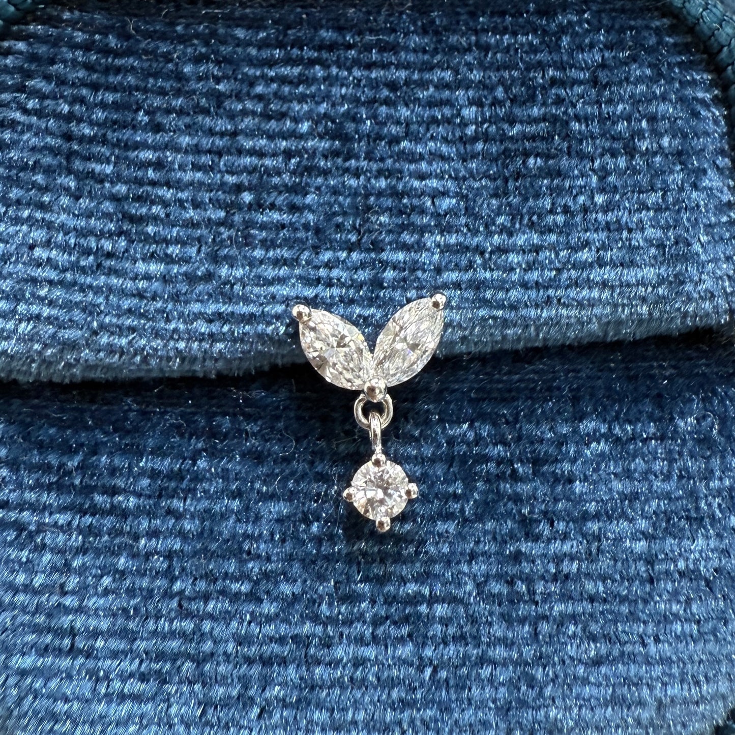 Lab diamond large-dolphin tail drop stud earring-each