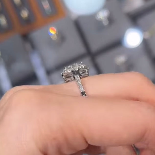 IGI lab diamond oval 1.5ct two-way halo pave ring
