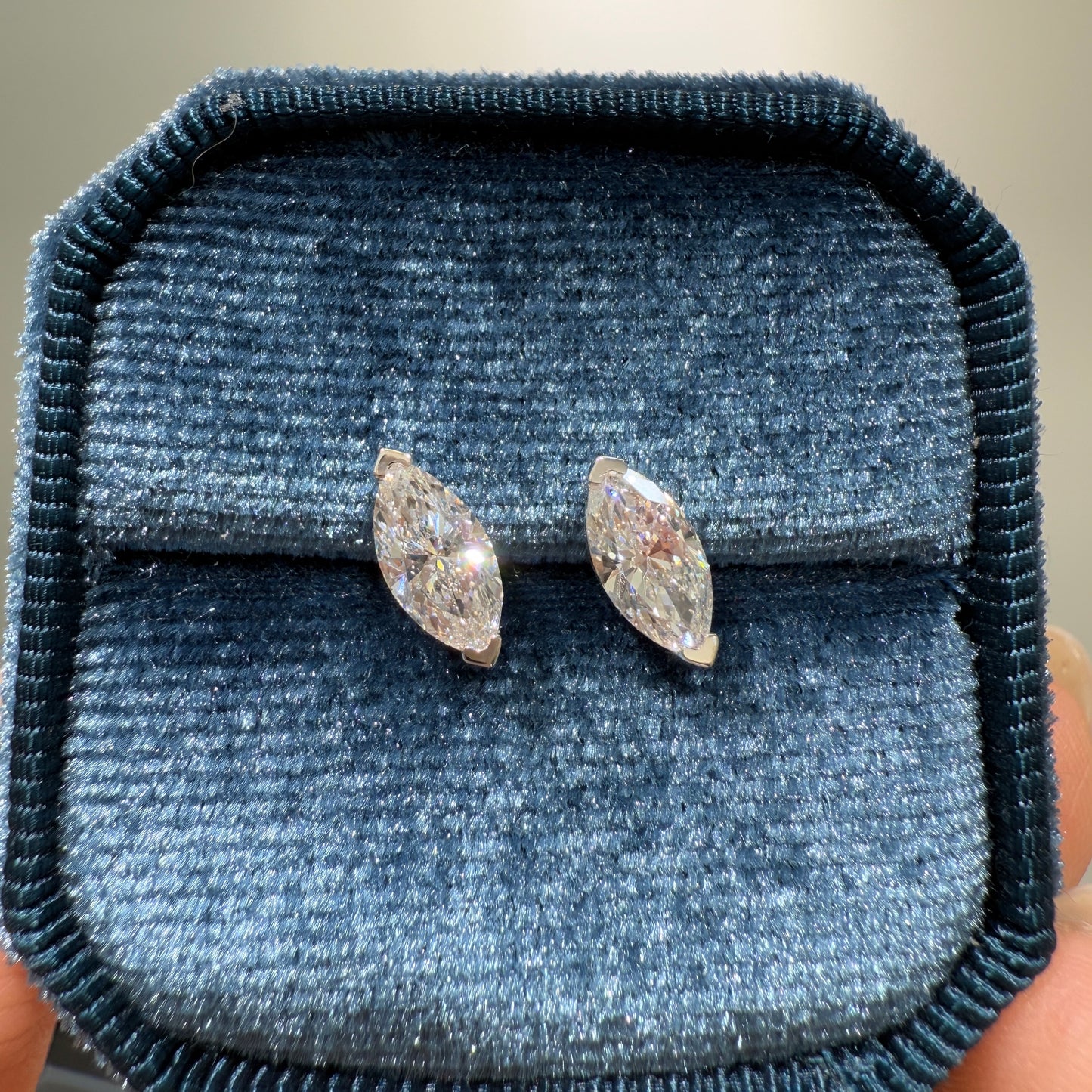Lab diamond Marquise shape 1.4ct earrings-pair