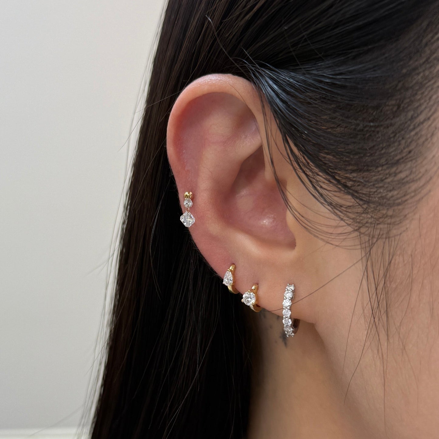 Lab diamond round 0.15ct 5mm hoop earring-each