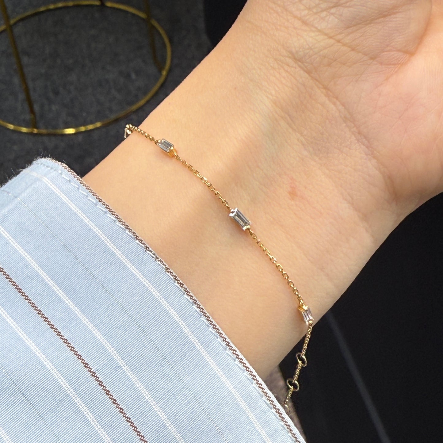 Lab diamond baguette cut 0.5ct five stone bracelet