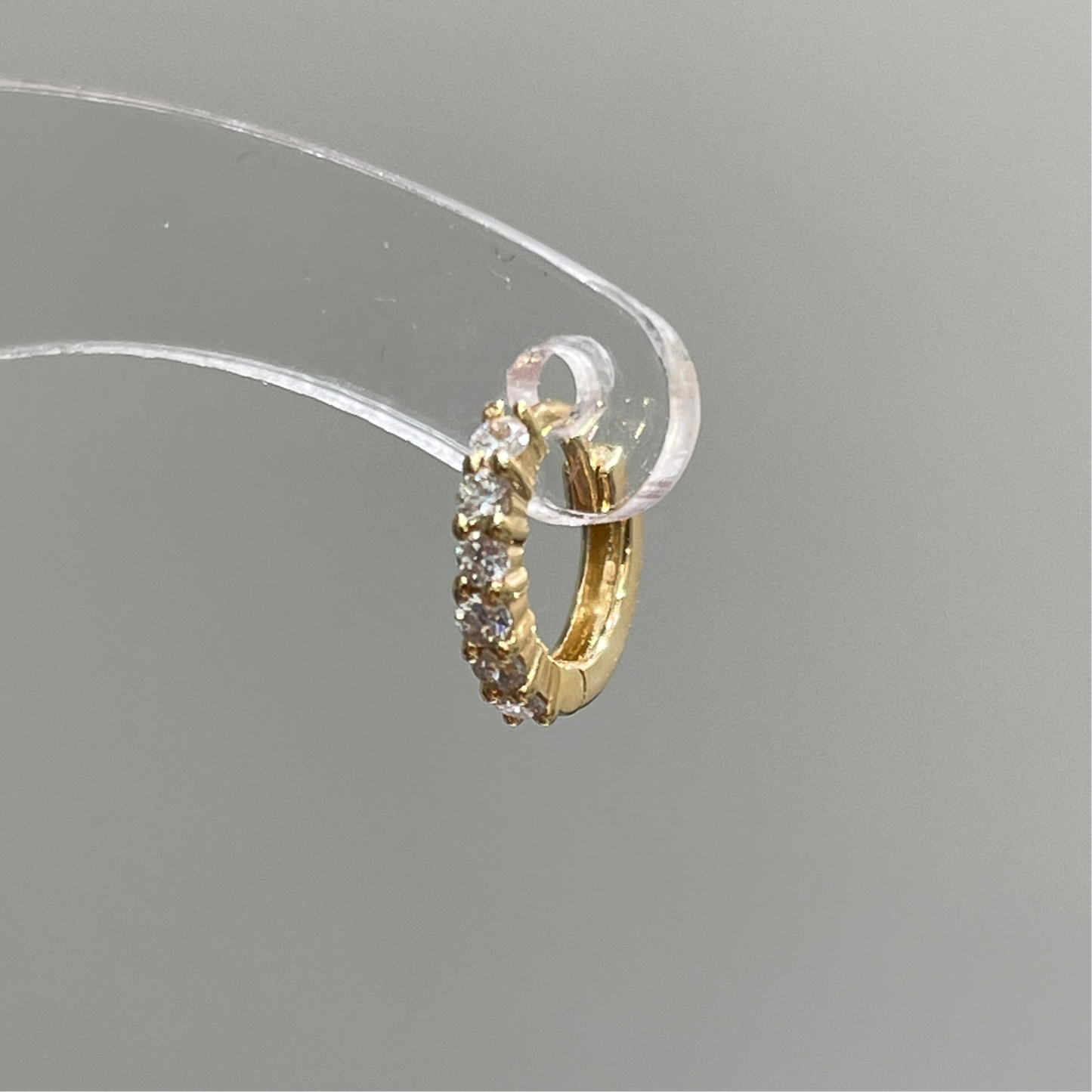 Lab diamond round 6mm hoop earring-each