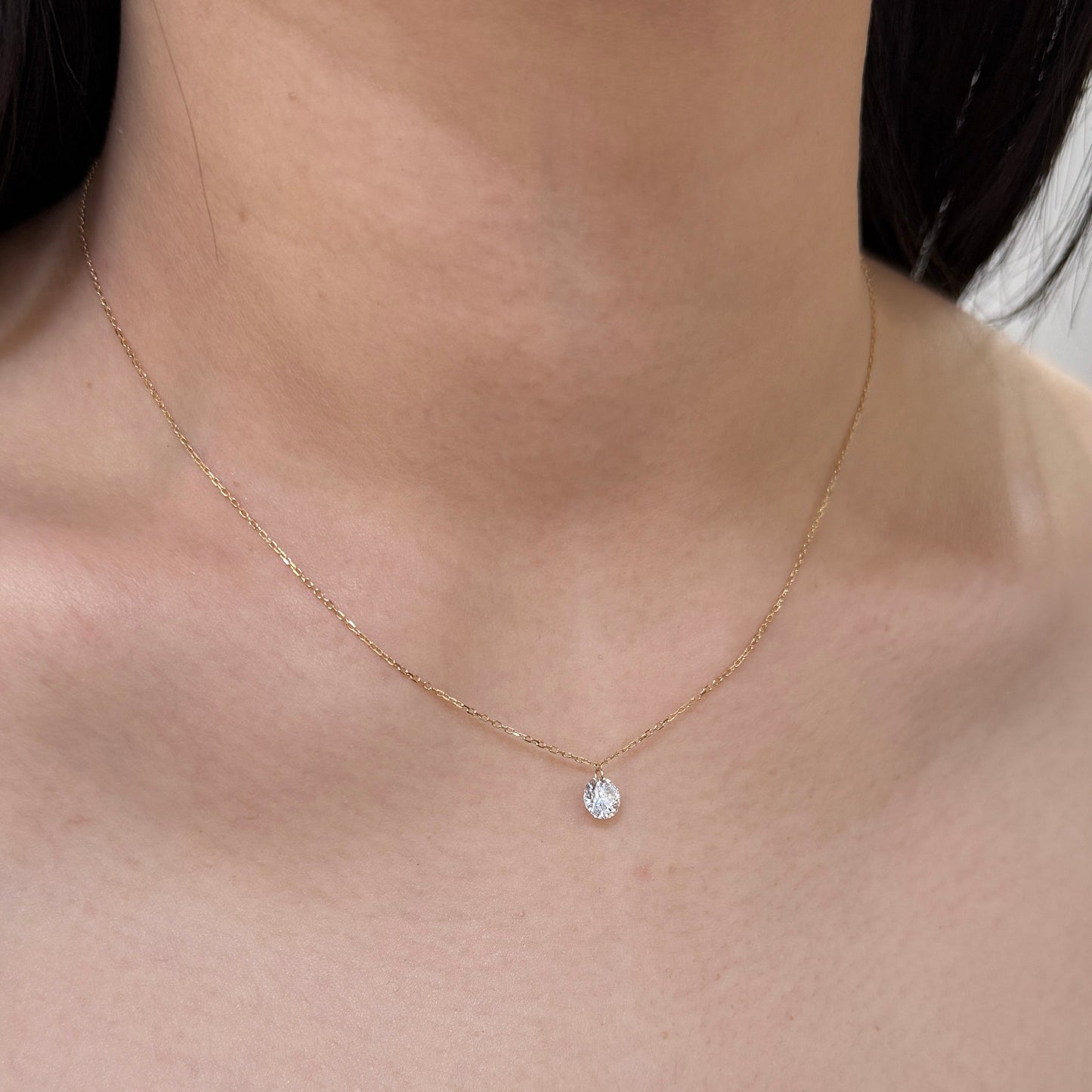 Lab diamond round 0.7ct floating necklace