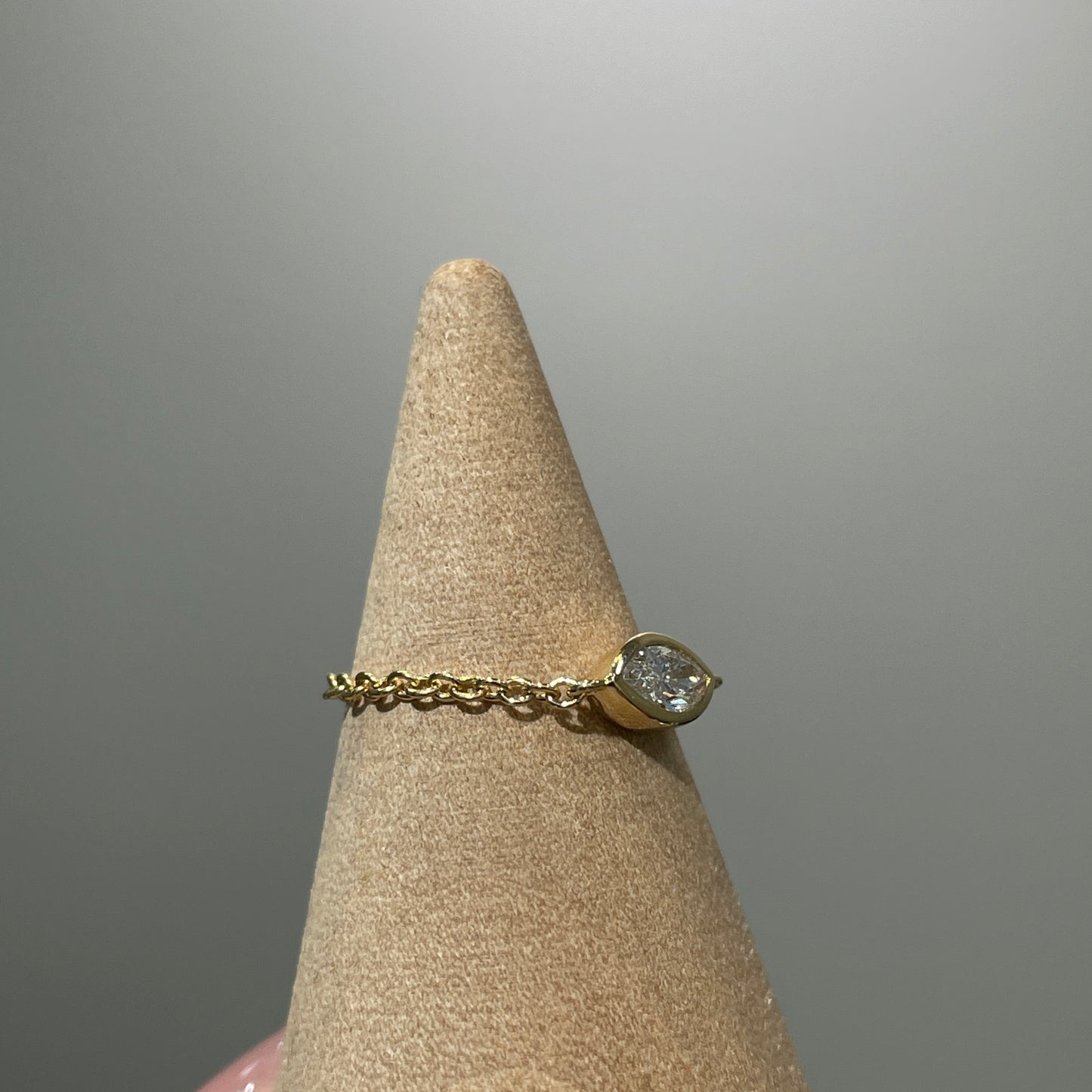 Lab Diamond marquise 0.2ct bezel chain pinky ring