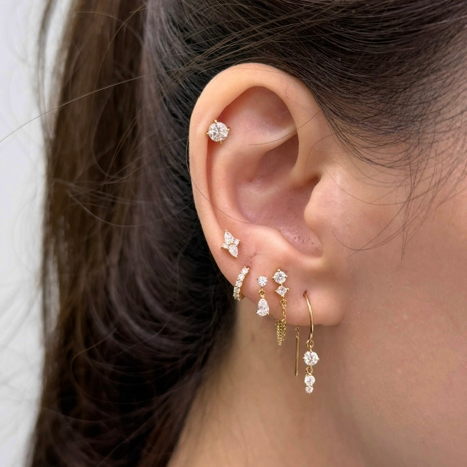 Lab Diamond round and pear shape 0.13ct stud swing earring-each