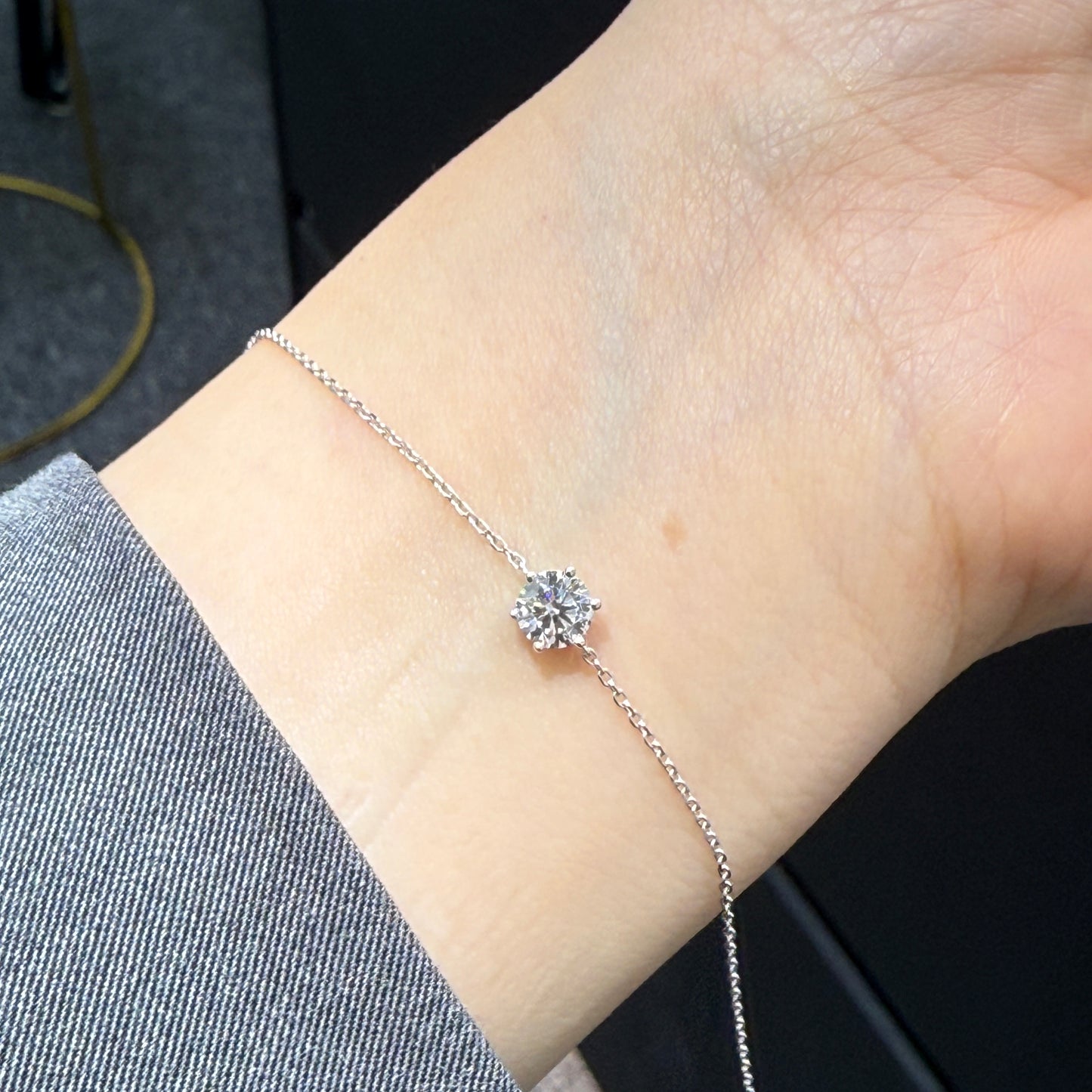 Lab diamond round 0.5ct classic six-prong bracelet