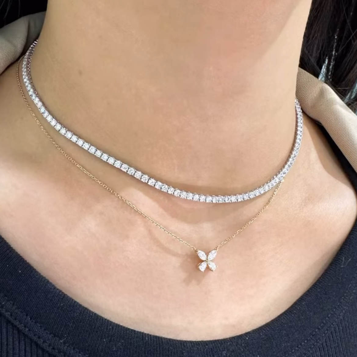 Lab diamond 7ct four-prong tennis necklace