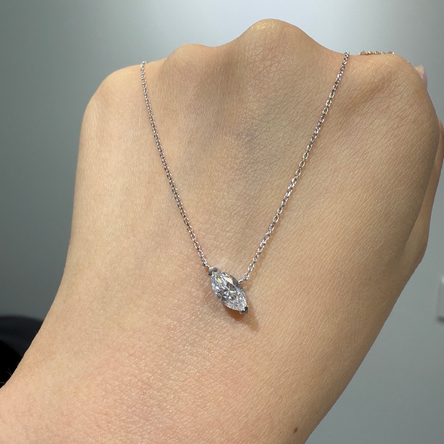 Lab diamond marquise 0.6ct necklace