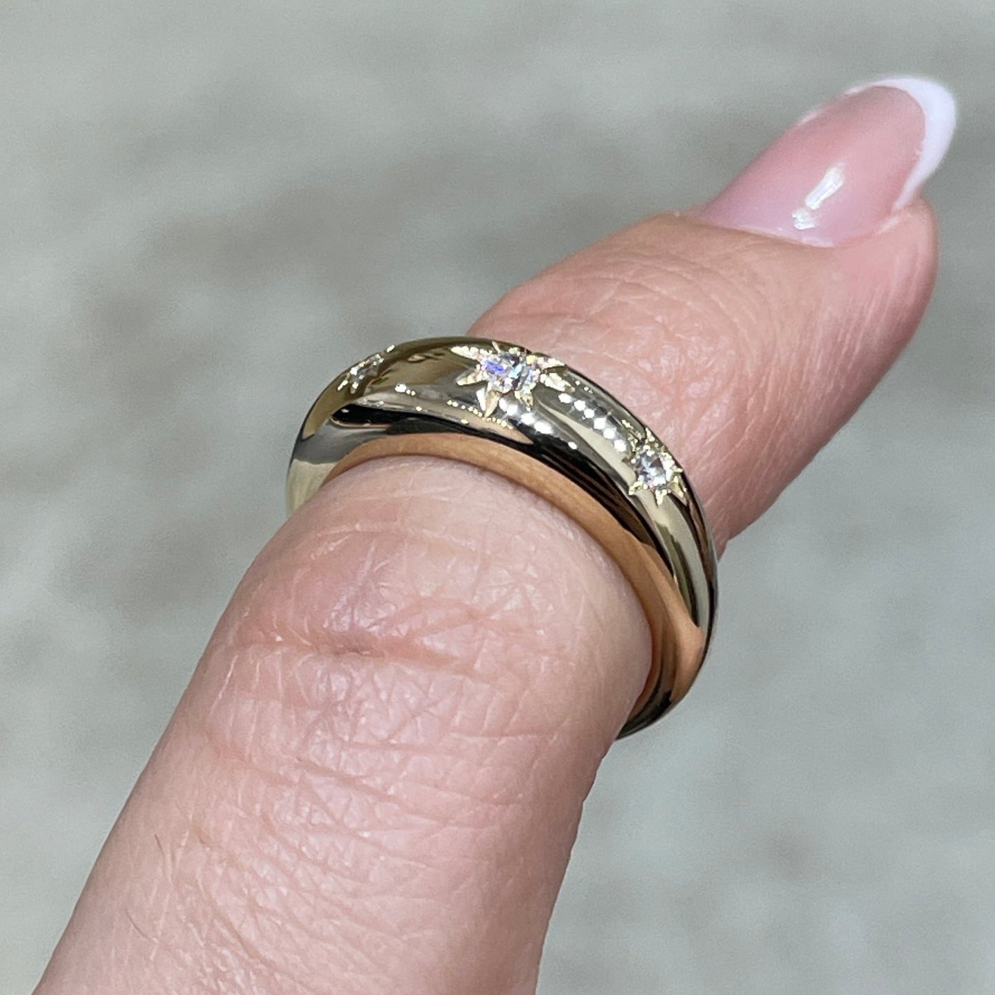 9K Lab diamonds round trio star dome pinky ring