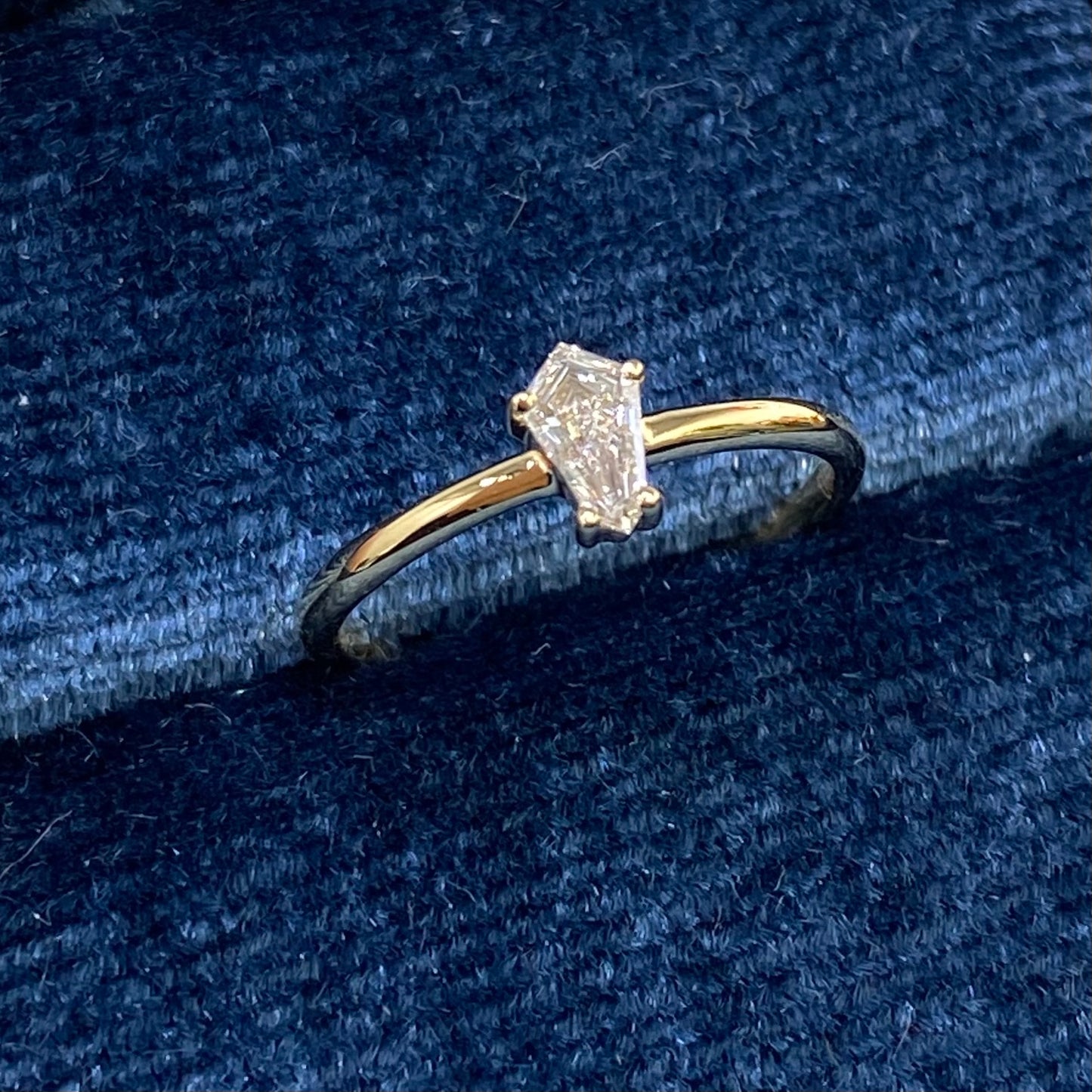 Lad diamond shield cut 0.1ct solitaire ring