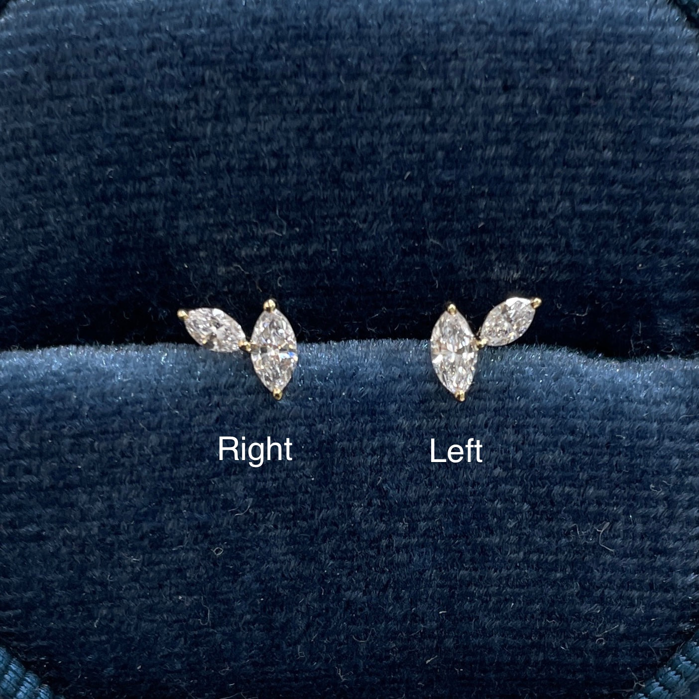 Lab diamond marquise 0.15ct fallen leaves stud earring-each