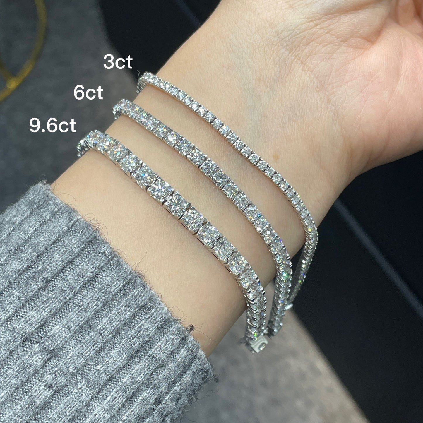 Lab diamond round 9.6ct four-prong tennis bracelet