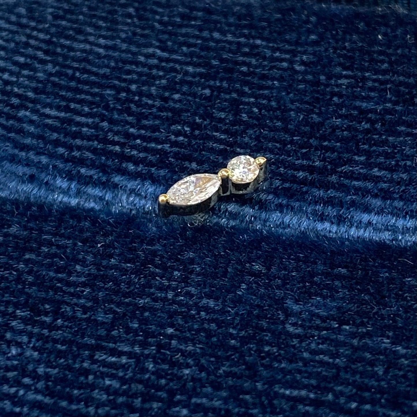 Lab diamond round and marquise shape stud earring-each