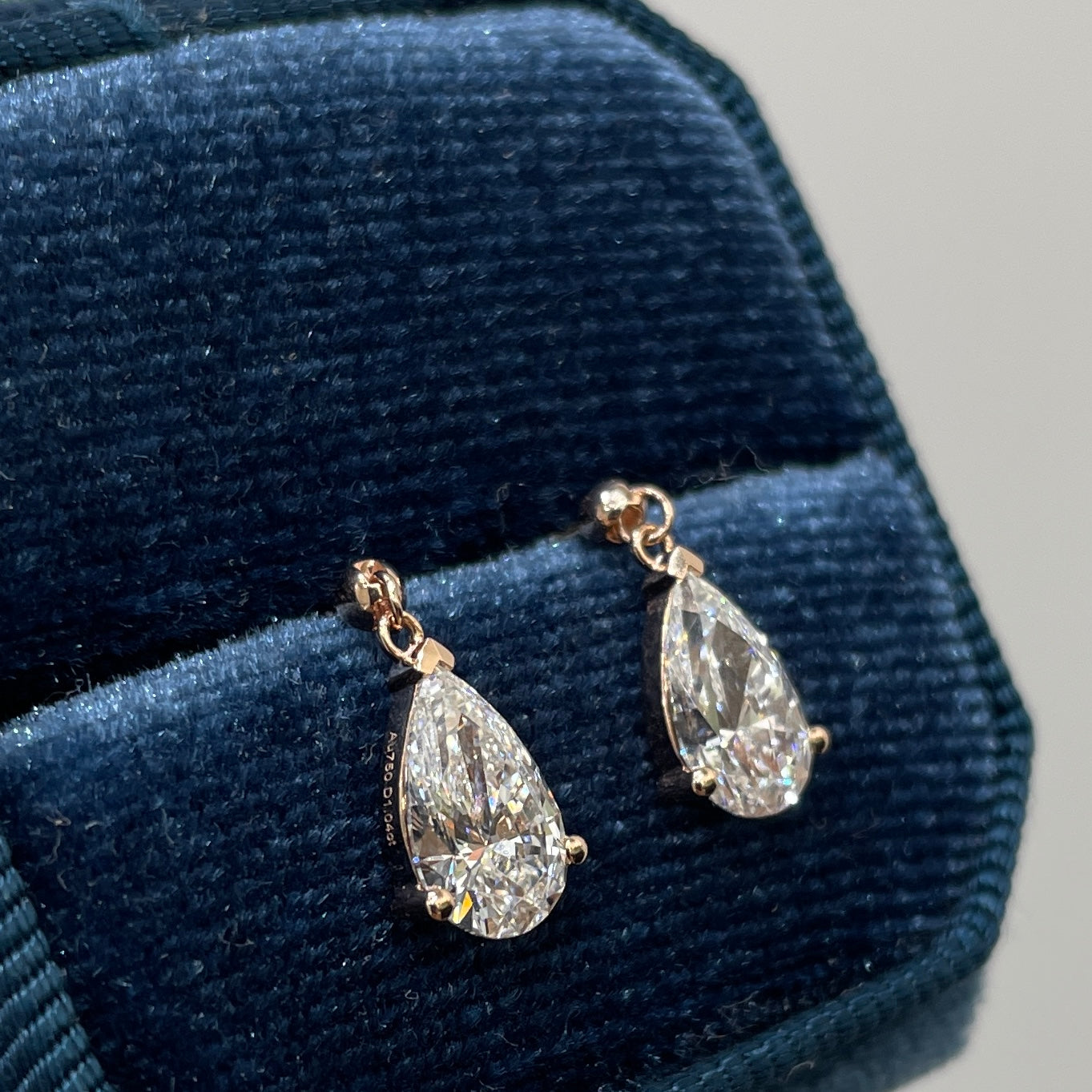 Lab diamond pear shape 2ct swing stud earring-pair
