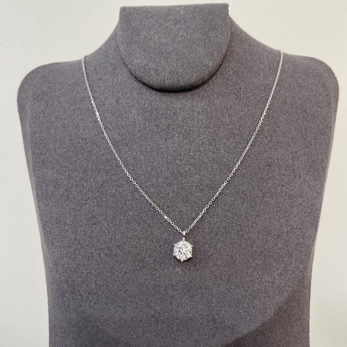 Lab Diamond round 1ct six-prong pendant with necklace