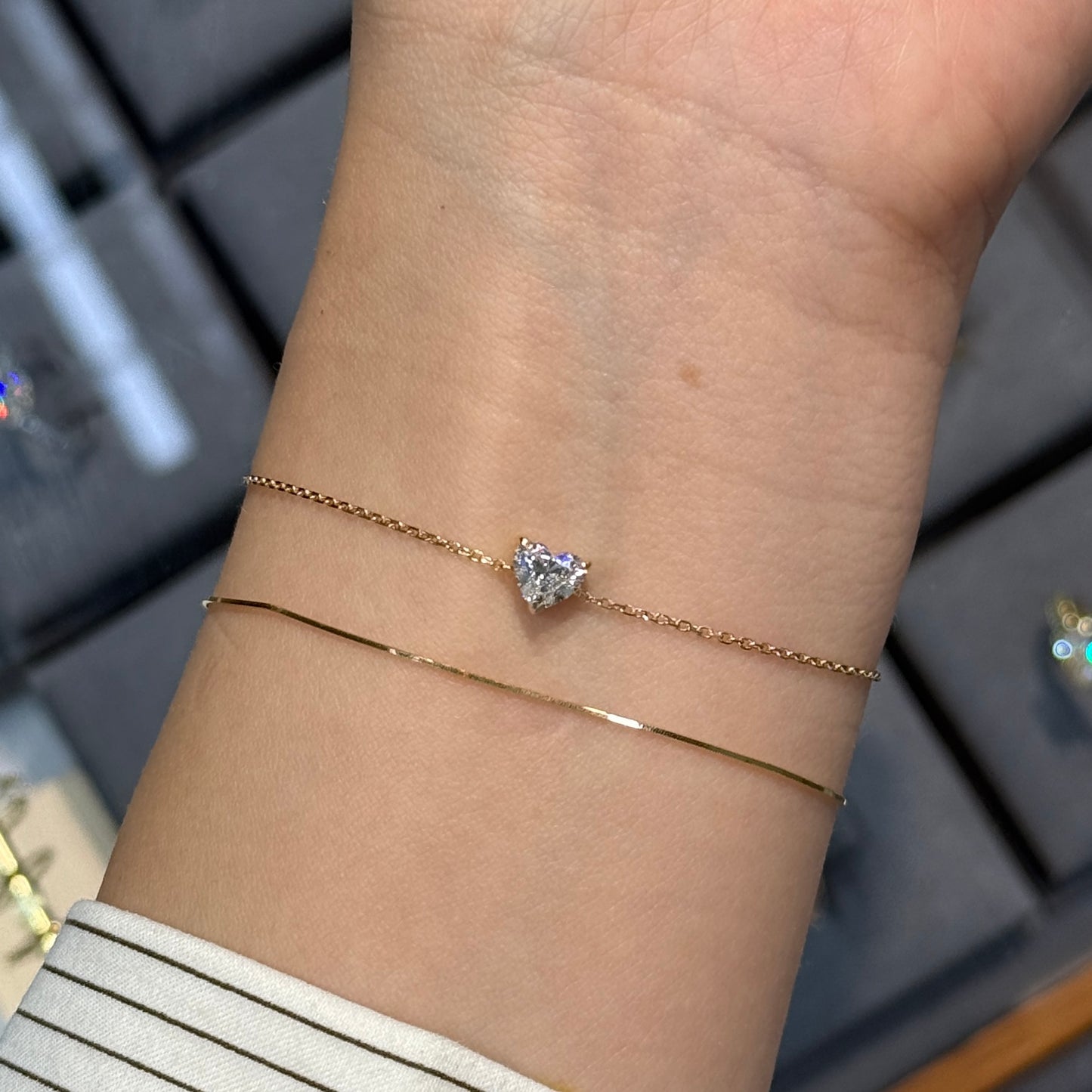 IGI Lab diamond heart shape 0.6ct three-prong bracelet