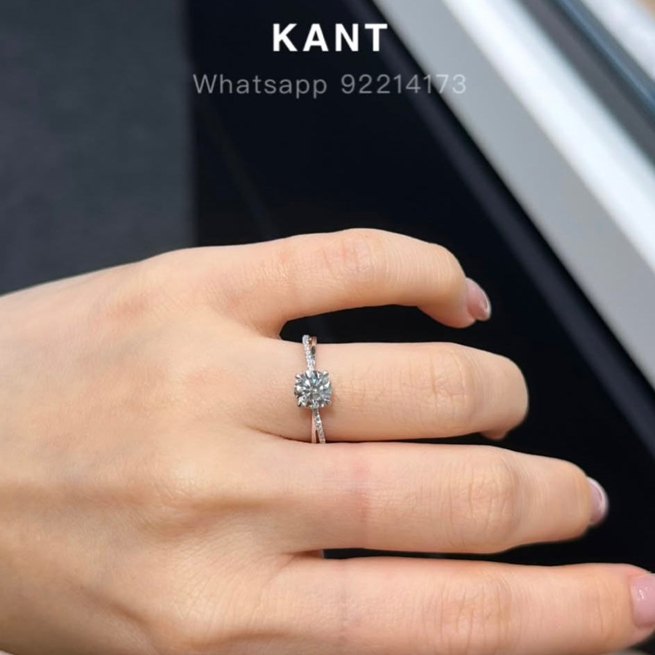 IGI lab diamond round 0.8ct criss cross diamond band ring