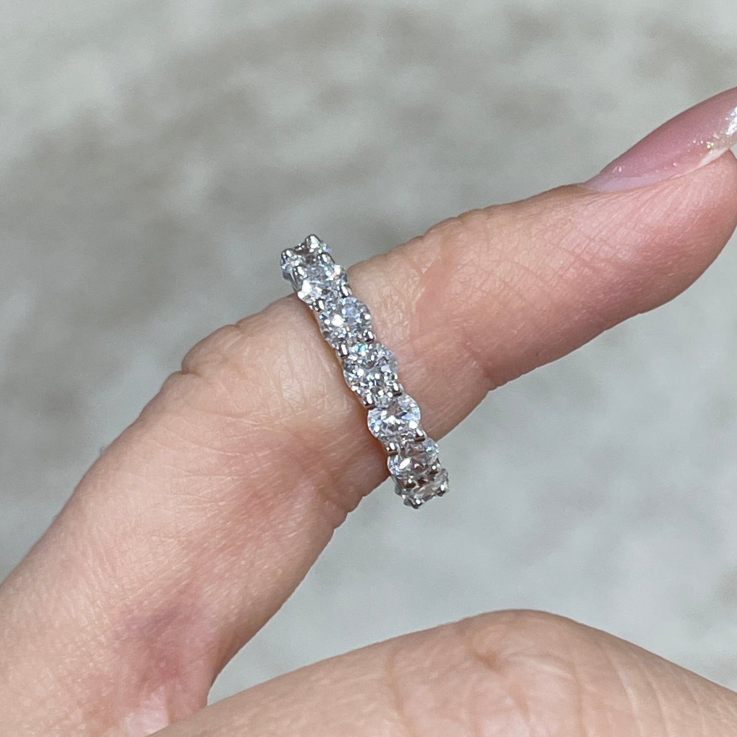 Lab diamond round 2.25ct U-prong full eternity pinky ring