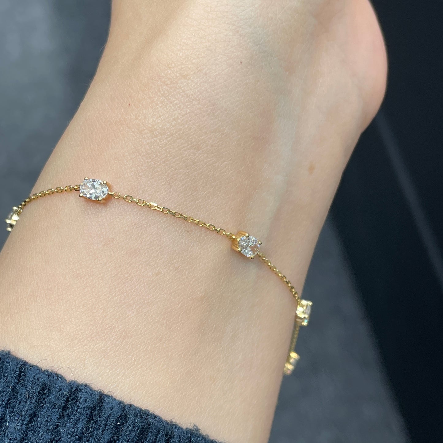 Lab diamond Oval shape 1ct five stone bracelet
