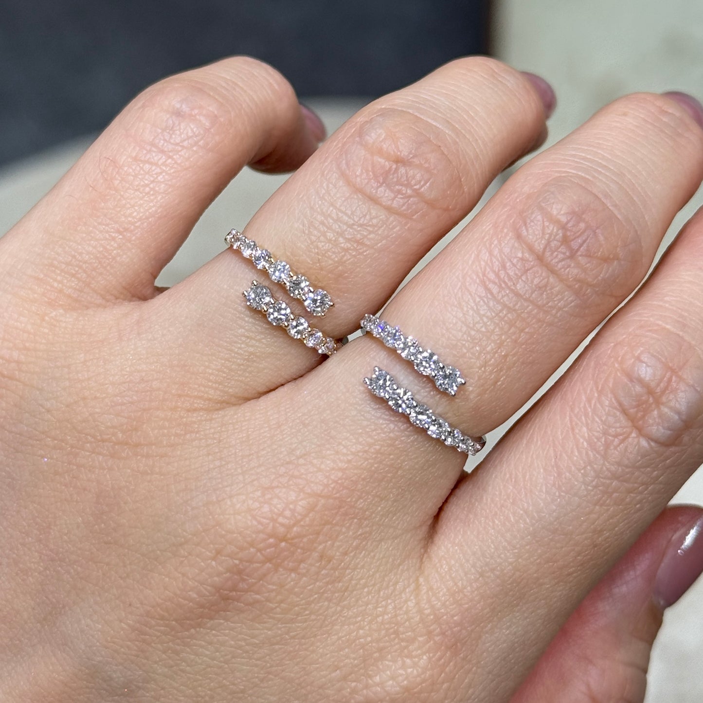 Lab diamond round 0.6ct half eternity z open ring