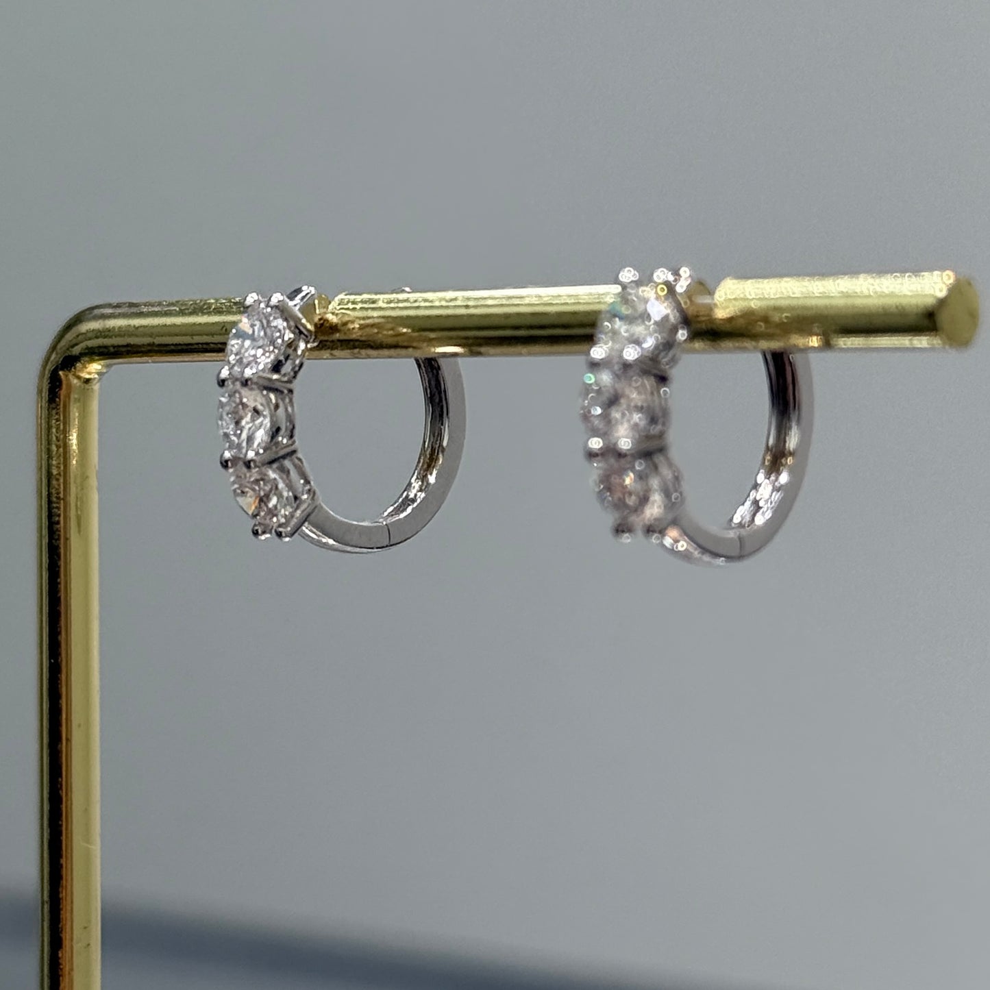 Lab diamond round 0.9ct 10mm hoop earrings-pair