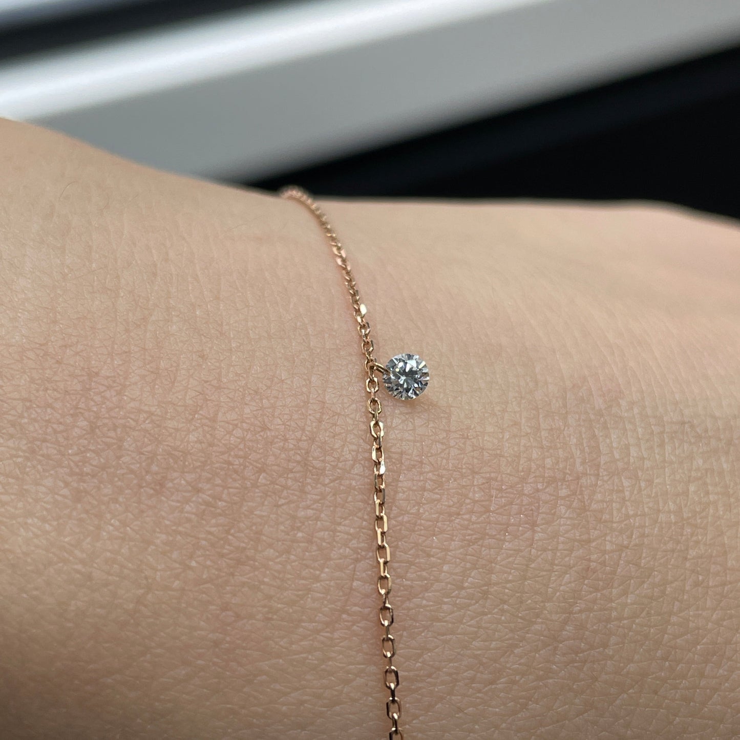 Lab diamond round 0.1ct floating bracelet