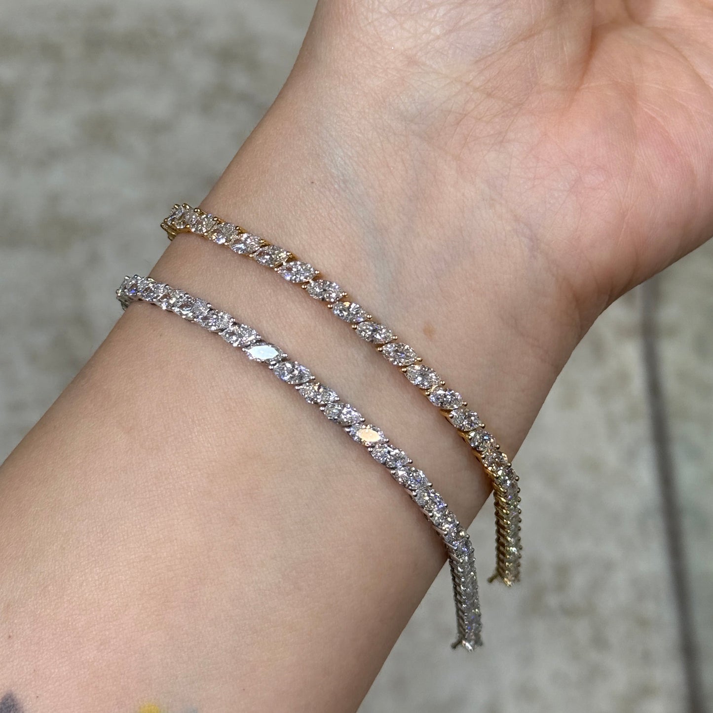 9k Lab diamond marquise shape 5.6ct tennis bracelet