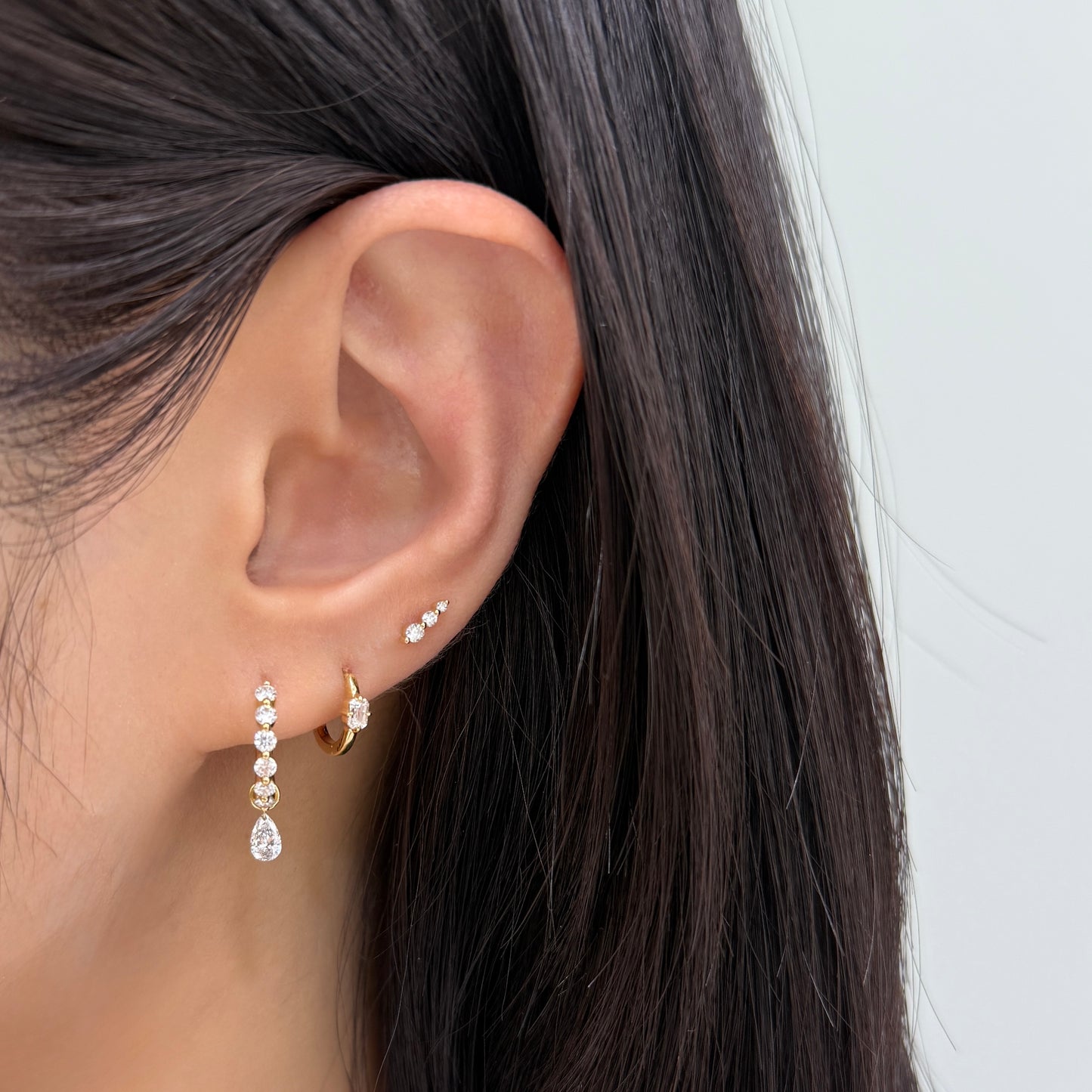 Lab diamond unicorn stud earring-each