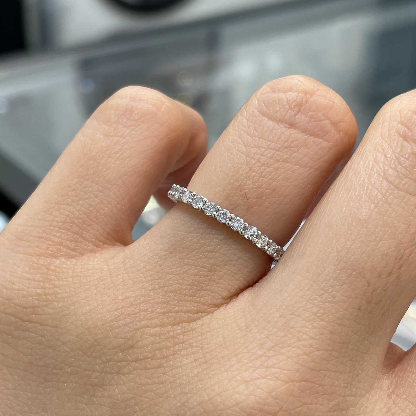 Lab diamond round 0.36ct half eternity ring