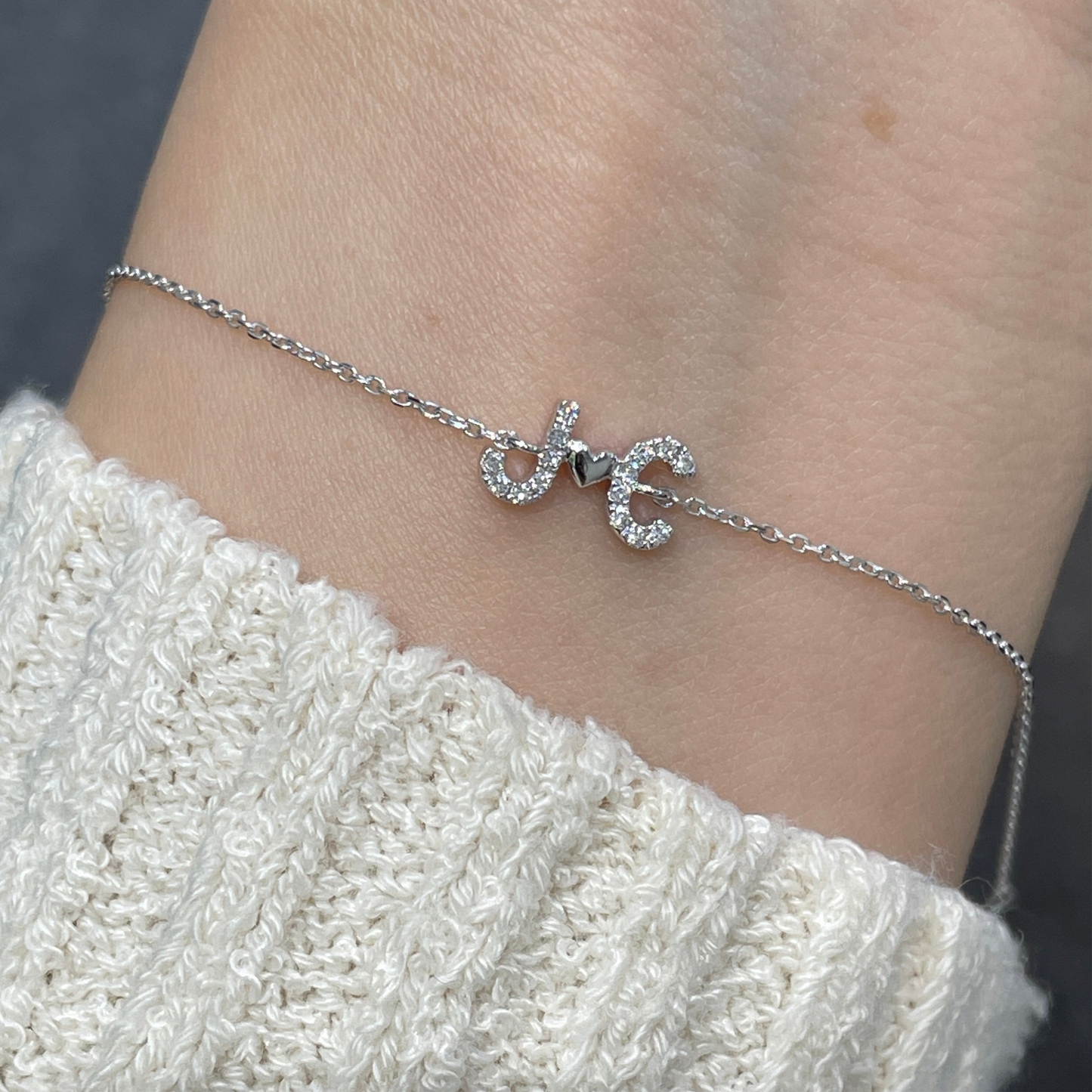 Lab diamond initial bracelet