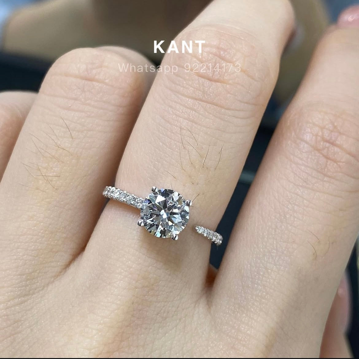 Lab diamond Round 1ct open pave ring