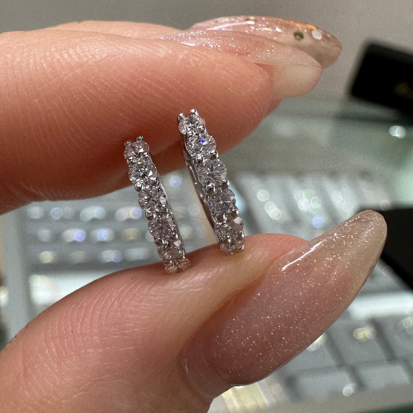 Lab diamond round 0.3ct 8mm hoop earrings-pair